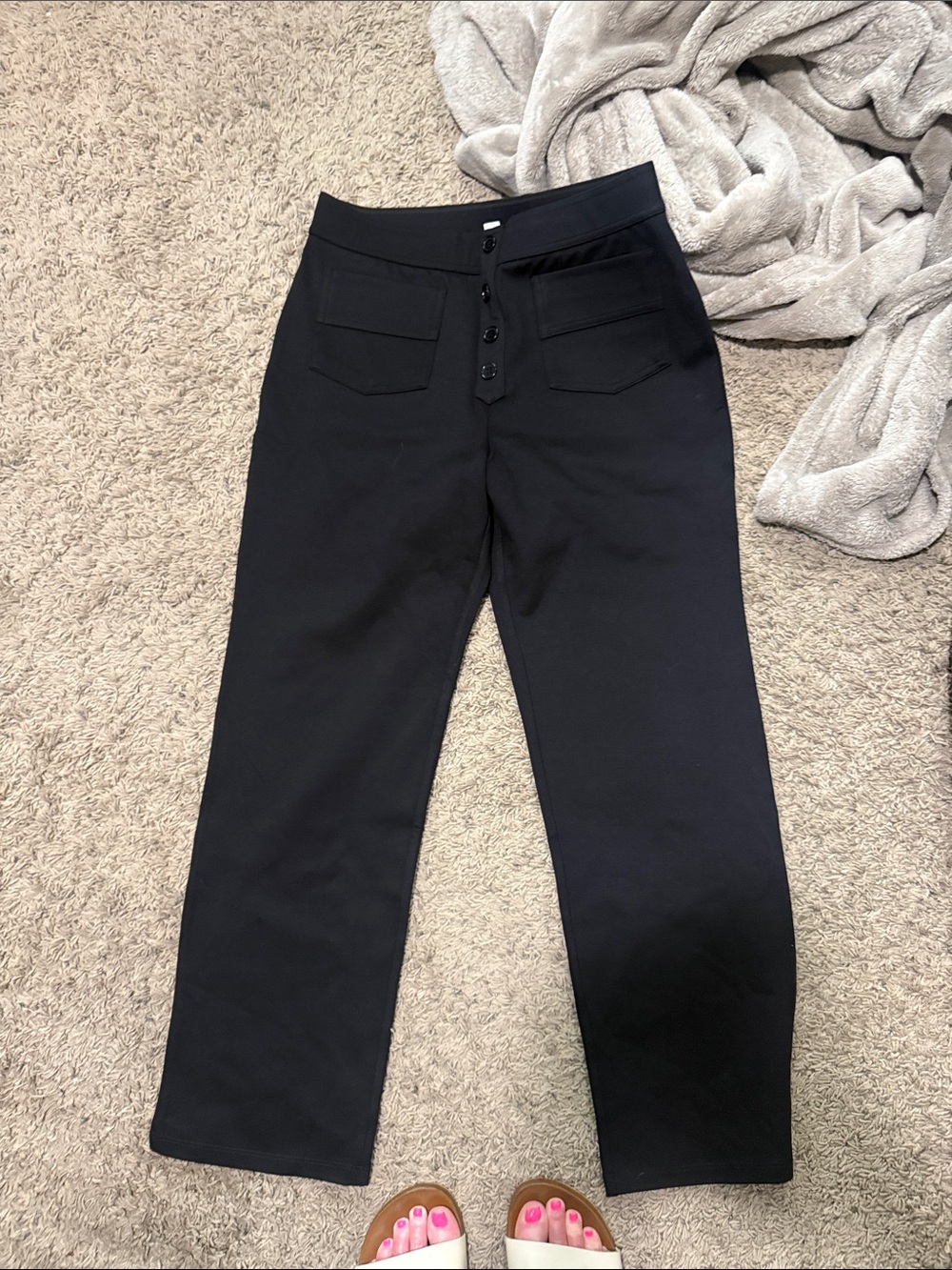Halara Black  High-Waist Button Front Dress Pants